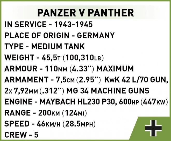 COBI 3099 II WW Panzer V Panther, 1:72, 126 k