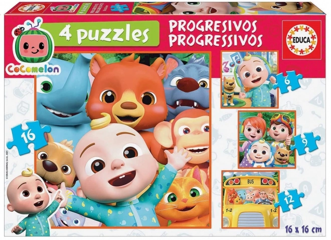 EDUCA Puzzle CoComelon 4v1 (6,9,12,16 dílků)