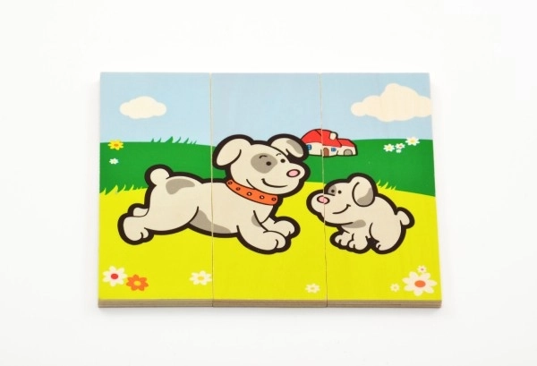 Puzzle Moje první zvířátka dřevěné 18 dílků pro nejmenší v krabičce 13x11,5x4,5cm 12m+ MPZ