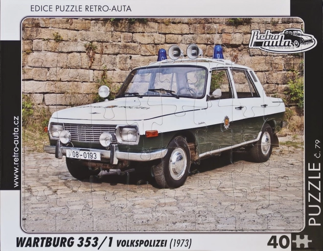 RETRO-AUTA Puzzle č.79 Wartburg 353,1 Volkspolizei (1973) 40 dílků