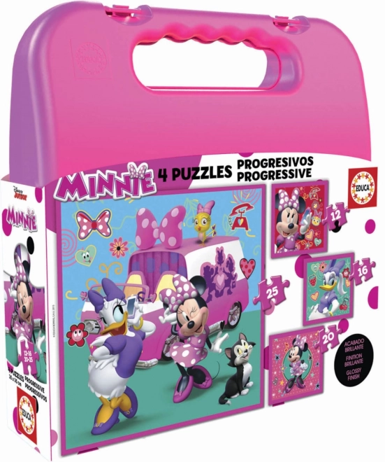 EDUCA Puzzle v kufříku Minnie a Daisy 4v1 (12,16,20,25 dílků)