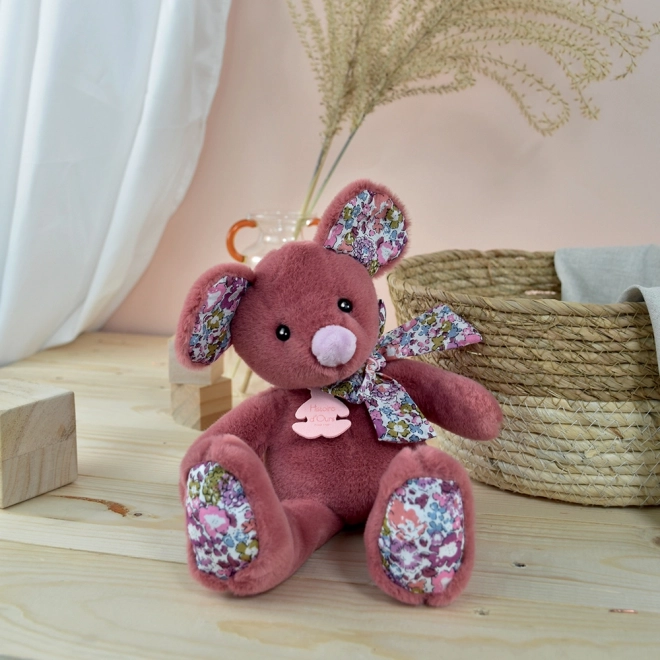 Doudou Histoire d´Ours Plyšová kamarádka tmavě růžová myška 25 cm