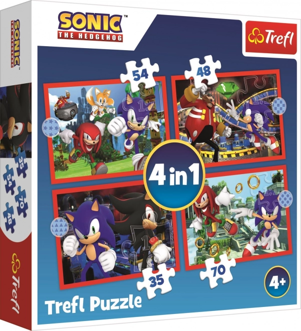 Puzzle 4v1 Sonic/Sonic The Hedgehog 28,5x20,5cm v krabici 28x28x6cm