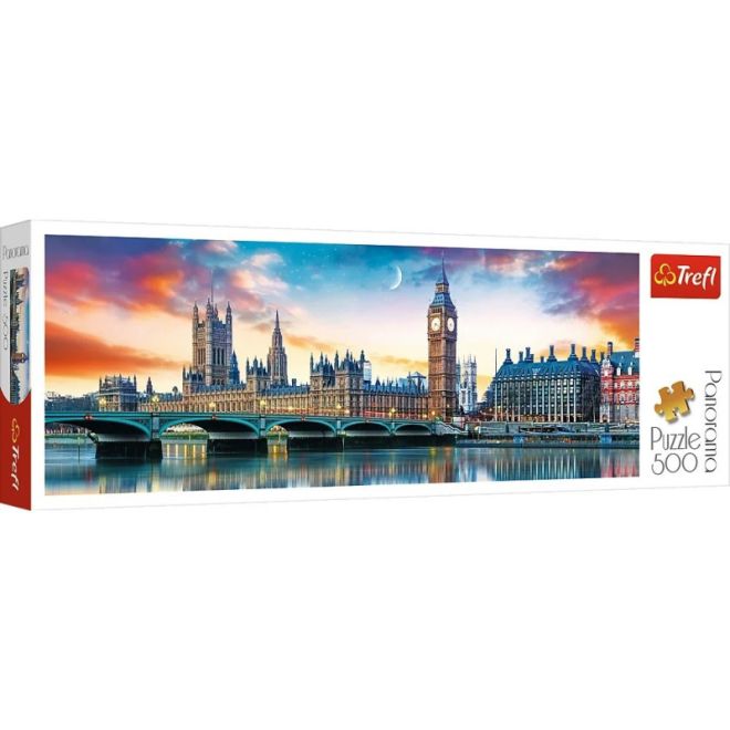 Puzzle Big Ben a Westminsterský palác, Londýn panorama 500 dílků 66x23,7cm v krabici 40x13x4cm