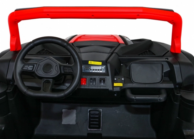 Silná závodní čtyřkolka buggy pro 2 děti Červená + Střídavý motor + Nafukovací kola + LED audio