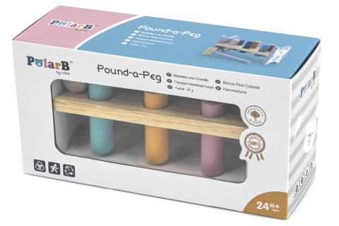 VIGA PolarB Dřevěná lavička s kladívkem – Montessori hračka