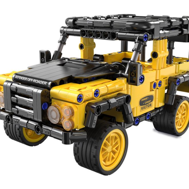 CaDA 389 el. Žlutý terénní vůz s pohonem Pull-back pro děti 6+