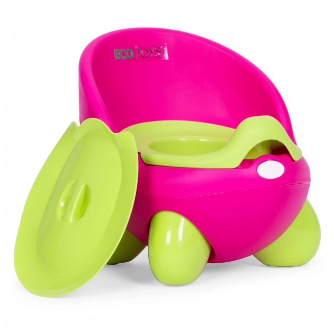 Dětský nočník s ergonomickou opěrkou ECOTOYS růžovo-zelený