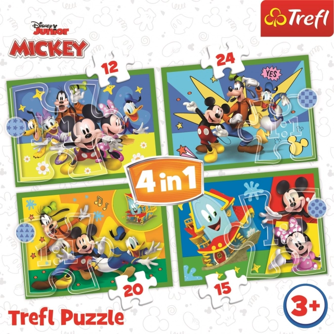 Puzzle 4v1 Mickey mezi přáteli