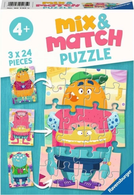 RAVENSBURGER Puzzle Mix&Match: Legrační příšera 3x24 dílků