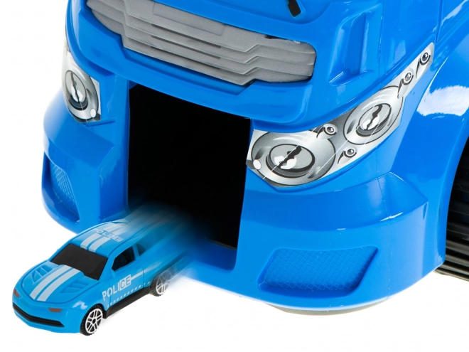 Nákladní auto s policejními auty