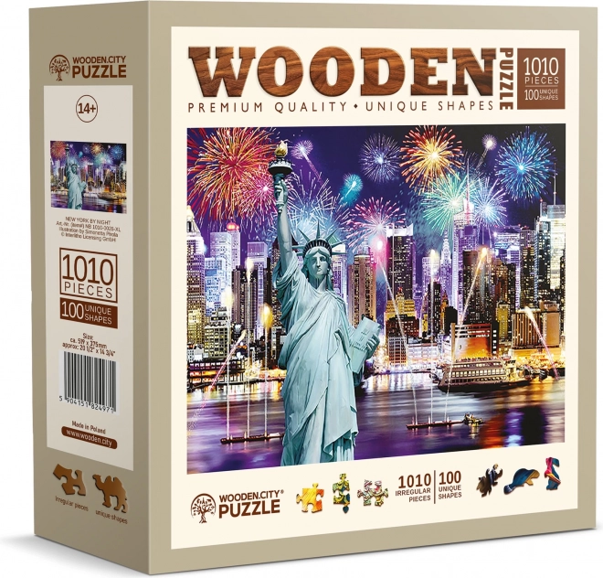 WOODEN CITY Dřevěné puzzle Noční New York 1010 dílků