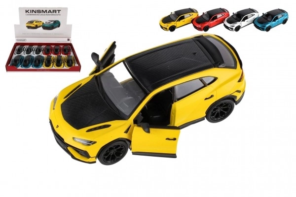 Auto Kinsmart Lamborghini Urus Performante 1:40 kov/plast 12,5cm 4 barvy na zpětné nat. 12ks v boxu