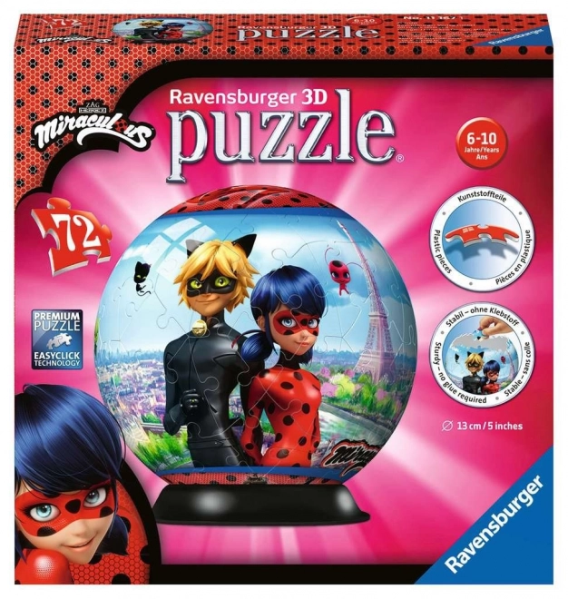 RAVENSBURGER Puzzleball Kouzelná Beruška a Černý kocour 72 dílků