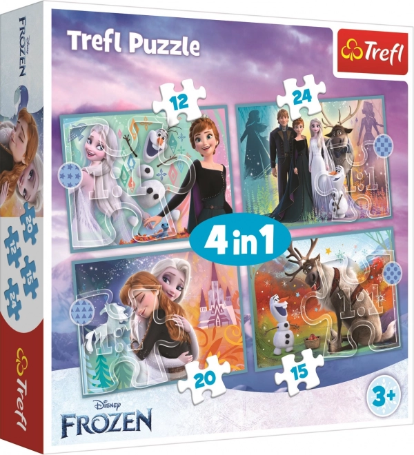 TREFL Puzzle Ledové království: Úžasný svět 4v1 (12,15,20,24 dílků)