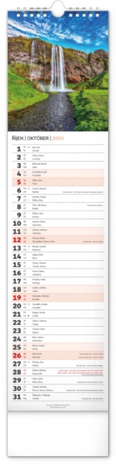 NOTIQUE Nástěnný kalendář Krajina 2025, 12 x 48 cm