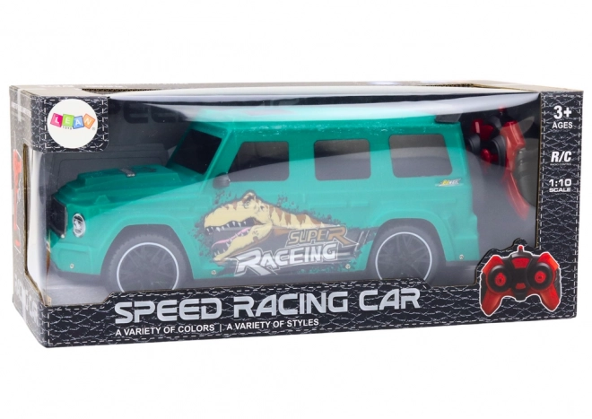 RC auto na dálkové ovládání s dinosaurem v měřítku 1:10 zelené