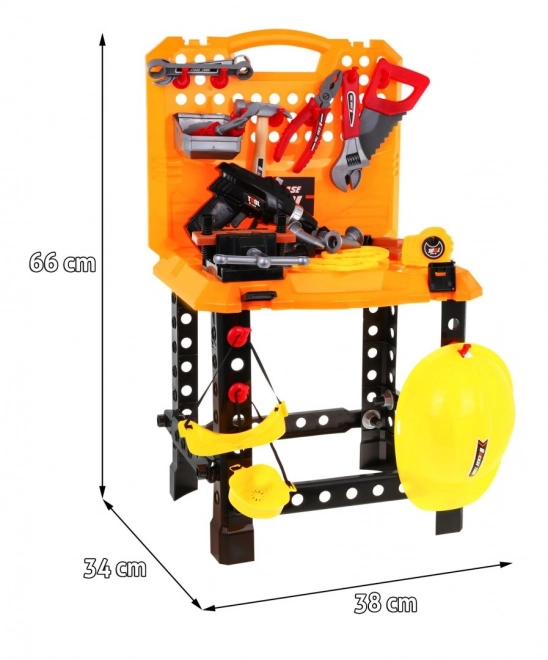 DIY sada 3 v 1 pro děti 3+ Dílna 100 ks, Kufřík + stůl + stavitelská výbava