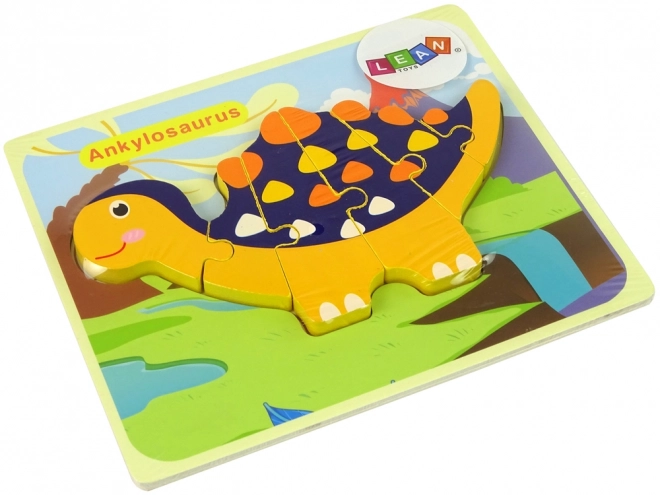 Dřevěné puzzle Dinosauři Triceratops Ankylosaurus Orange