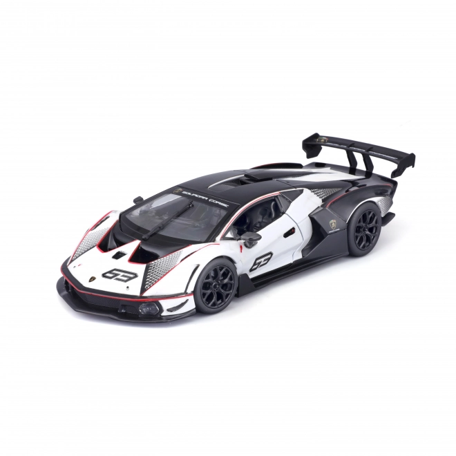 Závodní Lamborghini Essenza SCV12 bílé od Bburago - měřítko 1:32