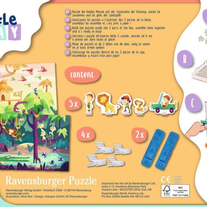 RAVENSBURGER Puzzle&Play: Dobrodružství v džungli 2x24 dílků