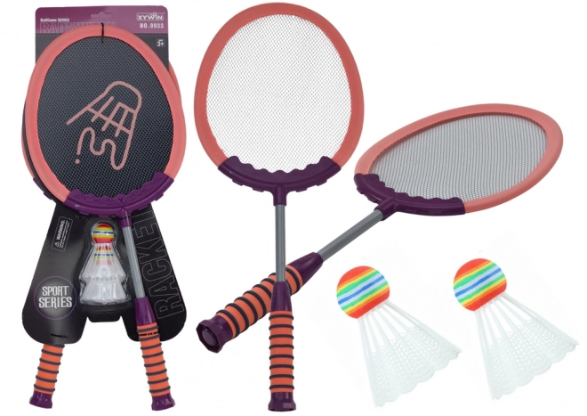 Sada 2 badmintonových raket Pálky 2 shuttlecocks Badminton Pink