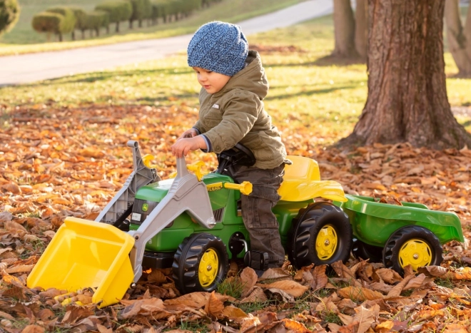 Traktor na šlapky Rolly Toys RollyKid John Deere s lžící a přívěsem - zelený