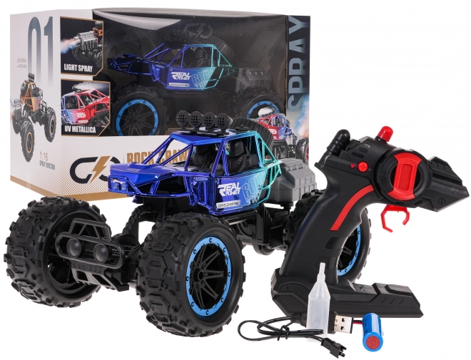 REAL ROCK Crawler s funkcí kouře R/C modrý