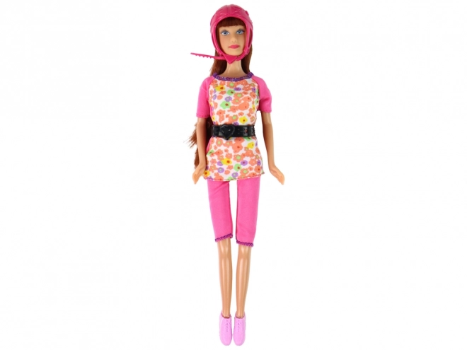 Lucy Pink Doll Set Scooter Skateboard Helmy