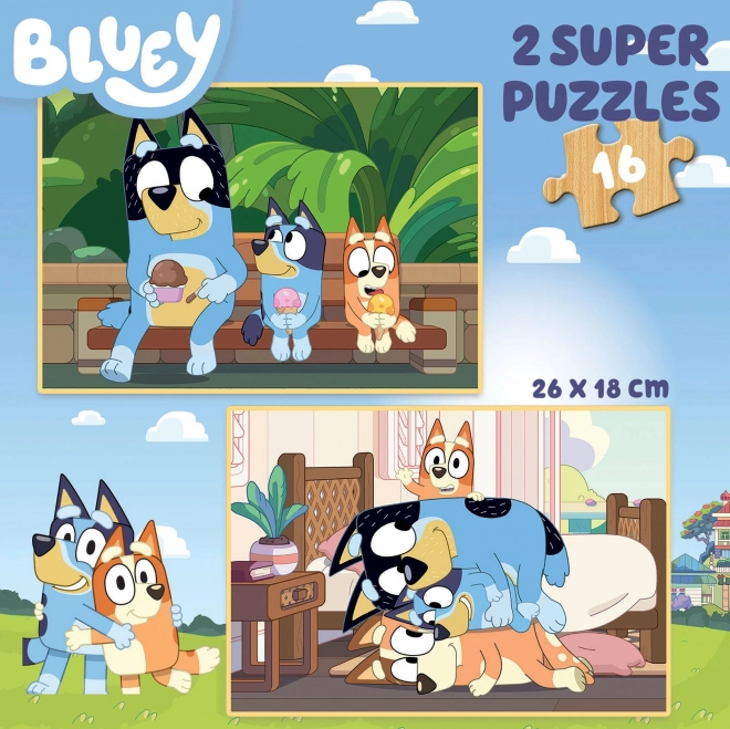 EDUCA Dřevěné puzzle Bluey 2x16 dílků