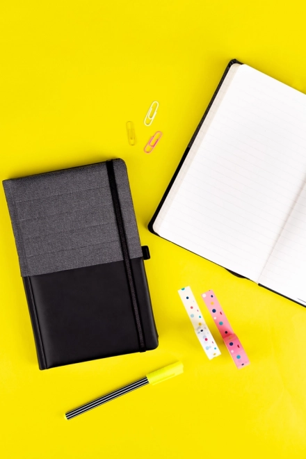 Luxusní notes Notique černošedý linkovaný