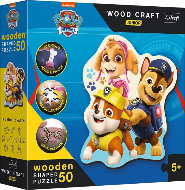 TREFL Wood Craft Junior puzzle Tlapková patrola 50 dílků