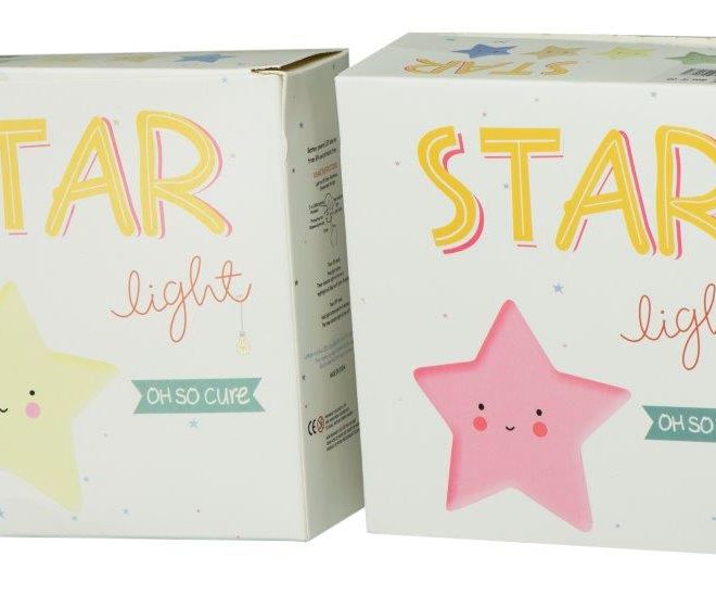 LED dětská noční lampička ve tvaru hvězdy - růžová
