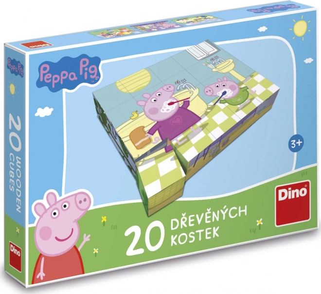 DINO Obrázkové kostky Prasátko Peppa: Veselý den, 20 kostek