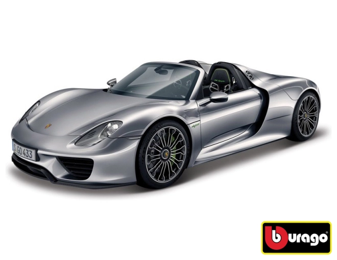 Bburago 1:24 Porsche 918 Spyder Metallic šedá 18-21076