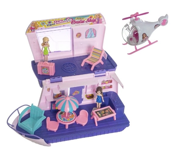 Loď pro panenky s helikoptérou