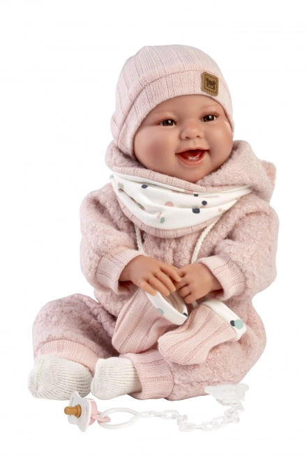 Llorens 84480 NEW BORN - realistická panenka miminko se zvuky a měkkým látkovým tělem - 44 cm