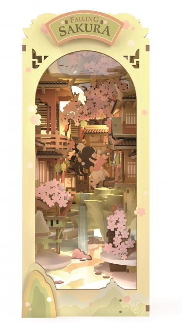 RoboTime 3D Puzzle Zarážka na knihy "Falling Sakura" (dřevěná)