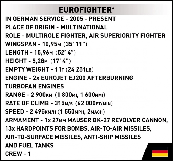 COBI 5848 Armed Forces Eurofighter Typhoon Germany, 1:48, 644 k