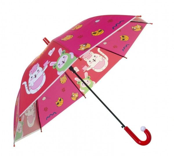 Dětský vystřelovací deštník 66 cm – Růžový s kočičkami