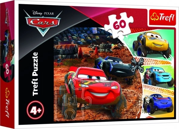 Puzzle Disney Cars 3/McQueen s přáteli 33x22cm 60 dílků v krabici 21x14x4cm