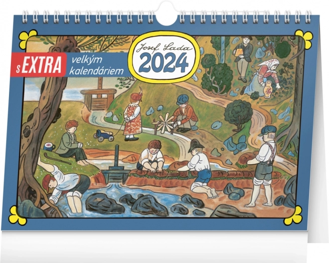 Stolní kalendář s extra velkým kalendáriem Josef Lada 2024, 30 × 21 cm