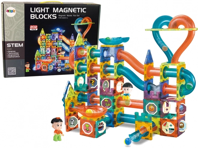 Svítící skluzavka pro míčky Magnetické bloky 202 Prvky