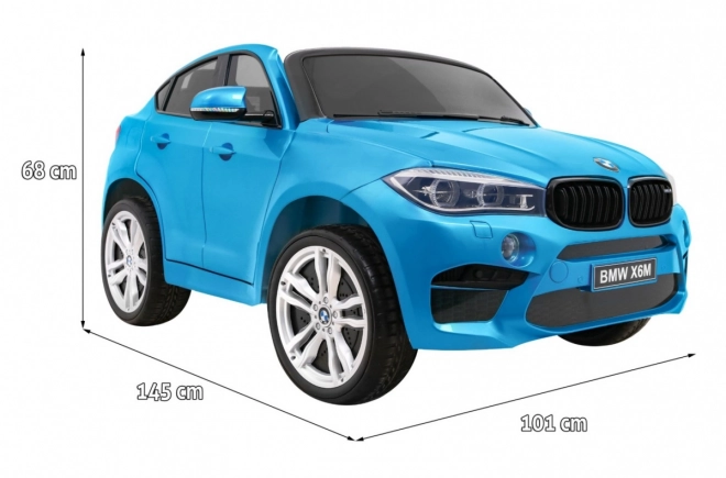 BMW X6M XXL pro 2 děti Modrá barva + Pilot + Eco kůže + Bezpečnostní pásy + Pomalý start + MP3 + LED