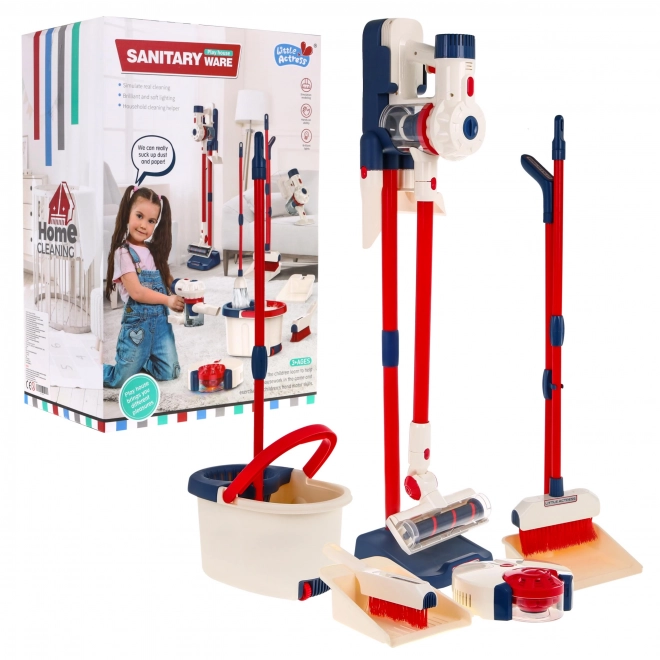 Úklidová sada 6v1 pro děti 3+ Interaktivní domácí spotřebiče vysavač robot mop koště prachovka