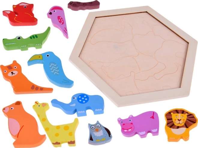 Dřevěné puzzle Zvířata ze ZOO