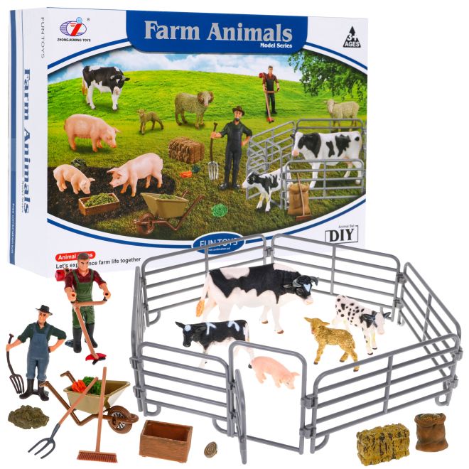 Farmářská sada s figurkami a doplňky pro děti 3+ Farmáři + zvířata + vybavení