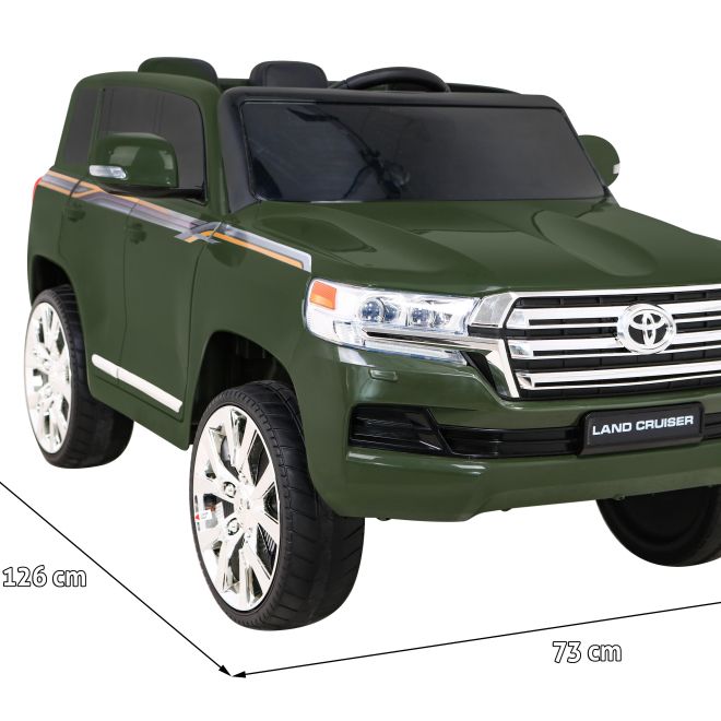 Toyota Land Cruiser pro baterii Zelená + dálkové ovládání + úložný prostor + EVA + pomalý start + LED MP3