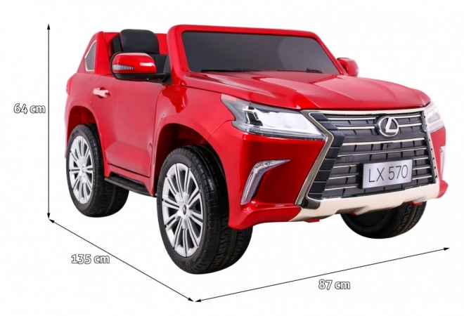 Lexus LX570 Lakované auto pro 2 děti Červená + dálkové ovládání + EVA kola + rádio MP3 LED