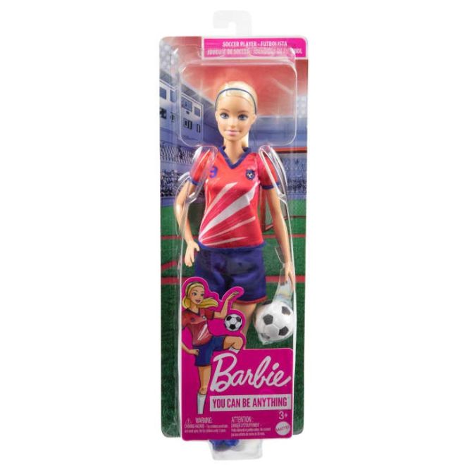Barbie fotbalová panenka červený dres